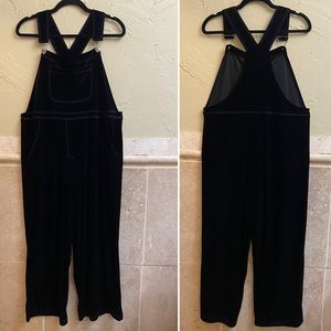 Vtg 90s Carol Anderson Velvet Jumper Dress Overalls Skirtalls Long Modest MP